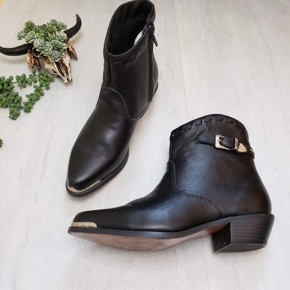 ladies black western ankle boots